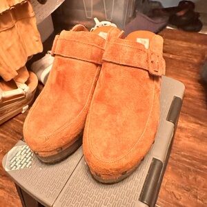 Sugar Women's Suede Mules in Rust Orange